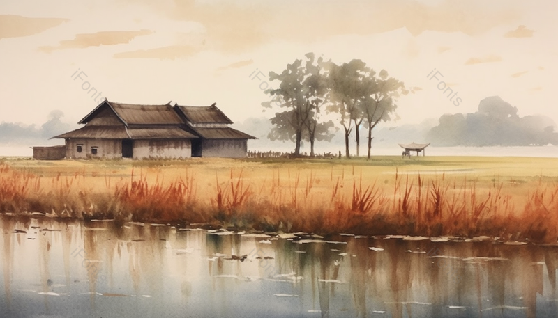 田园乡村生活自然风景手绘背景图,插画/手绘图,插画/手绘图库,插画/手绘图下载,插画/手绘
